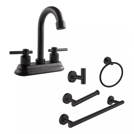 Meer - Kit De Mezcladora Y Accesorios Para Baño Negro Mate