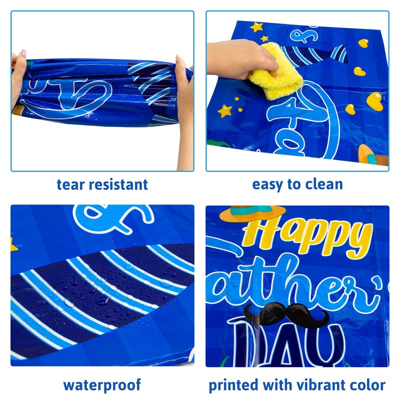 Fathers Day Tablecloth 3 Pack Plastic Happy Father’s Day Decorations