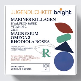 Hydrolyzed Marine Collagen + Hyaluronic Acid + Chelated Magnesium + Omega 3 + Rhodiola Rosea - Your Essential ally for Maintaining Youth, Vitality and Regeneration of the Body, 28
