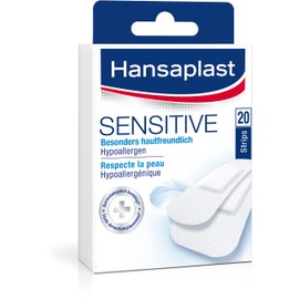 Hansaplast Hansaplast Sensitive Pflaster 20 Strips, hautfreundliche und hypoallergene Wundpflaster, Pflaster mit sicherer Klebkraft, schmerzlos zu entfernen