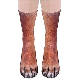 Coshang Funny Socks Crazy Chicken Feet Legs Novelty Socks Knee High Turkey Socks Funny Gifts (Adult-Dog)