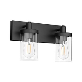 Aipsun Black Bathroom Light Fixtures Vintage Vanity Light for Bathroom Industrial Wall Sconce with Clear Glass Shade(Exclude Bulb)