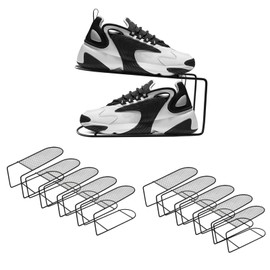 CiBiZi Shoe Slots Organizer Mental Shoe Stacker Iron Shoe Rack Black Shoe Stand Holder Shoe Storage Closet Organizer 10 Pack