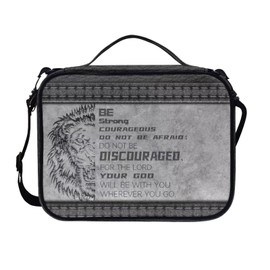 Vanideaoty Lion Blble Covers Large Size, Christian Large Bible Cases for Man with Handle and Shoulder Strap, Bible Holder