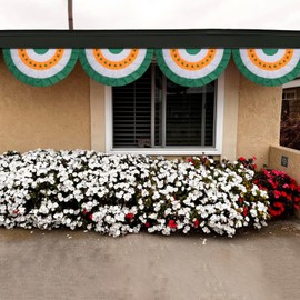 AMZFLAG Irish Shamrock Bunting Flag 3x6 ft, Embroidered Shamrock Pleated Fans Flags for St. Patrick Day Outdoor Decoration, Double Sided Ireland Bunting Flags