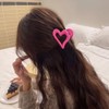 Heart-Shaped Plush Hair Clip, Pink,Easy to Open and Close,heart shaped