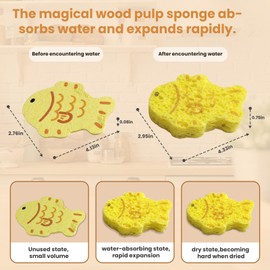BLXDWaron Wood Pulp Compression Cottons Fish Animal Shaped Kitchen Sponges