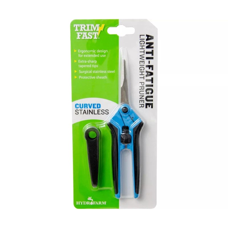 Hydrofarm Precision Pruners, Curved / Straight, Stainless/Tita - Blue Curved