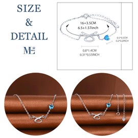 MicLee Women's Girls Silver Constellation Zircon Bracelet Fashion 925 Sterling Silver Zodiac Sign Bracelets with Blue Heart Zircon Creative Constellation Graphics Jewellery Adjustable Chain Bracelet,