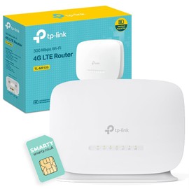 TP-Link TL-MR105 WiFi 4G Router with Free SIM Card, N300Mbps Wireless 4G Cat4 LTE Network, Ethernet Port, Mobile WiFi Router, External Antenna Ports, Plug & Play
