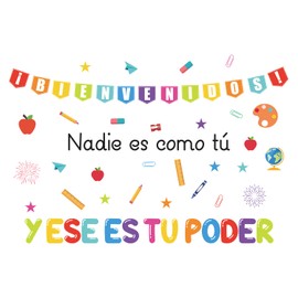 TOARTi Inspirational Spanish Wall Decals Welcome Back to School Bulletin Board Decor Colorful Classroom Wall Sticker Spanish Bienvenidos Welcome Window Clings First Day of School Window Sticker