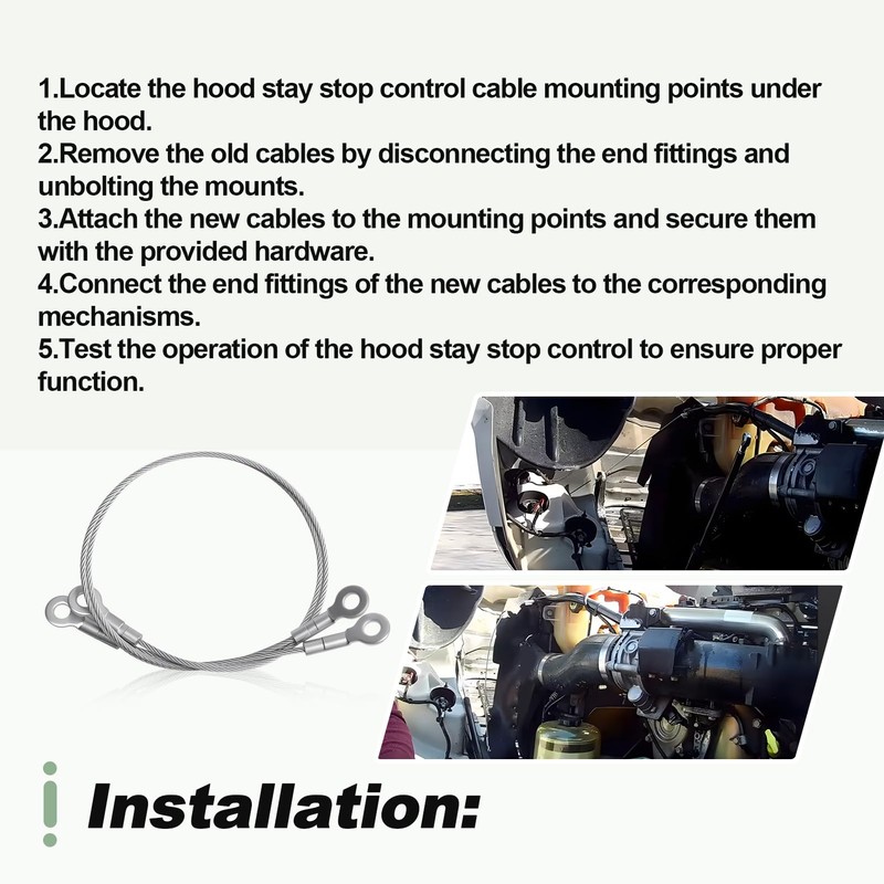 2 PCS Hood Stay Stop Control Cable Set Compatible with