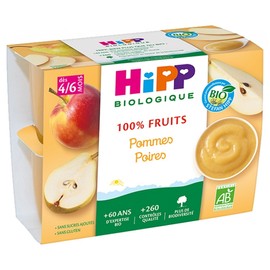 HiPP 100% Fruit Apples Pears From 4/6 Months Organic 4 Jars