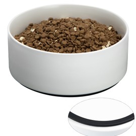 Kitwinney Non Slip Dog Bowls, Ceramic Dog Food Bowl with Silicone Base, 8" Large Dog Water Bowl No Spill, Heavy Modern Pet Feeding Bowl for Medium-Sized Dogs and Large Breed, Microwaveable (White)