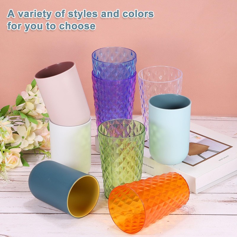 sourcing map 4Pcs Plastic Drinking Cups, Transparent Unbreakable Reusable Water