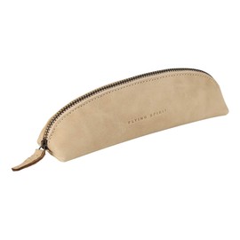 Clairefontaine 103512C - A Flying Spirit triangular pencil case 18x4x4 cm, in aged lambskin, Beige