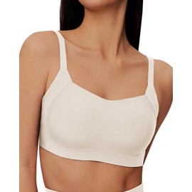 Ubras Lift Support Bra with Widen Side, Full Coverage Seamless Bralette no Underwire, No Show Comfortable Bra (Cream-XL)