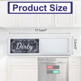 PATIKIL Dishwasher Magnet Clean Dirty Sign, 7x2" Clean & Dirty Dishwasher Indicator Slider Silver Funny Acrylic Magnet Sign Easy to Read Kitchen Accessory, Black & White