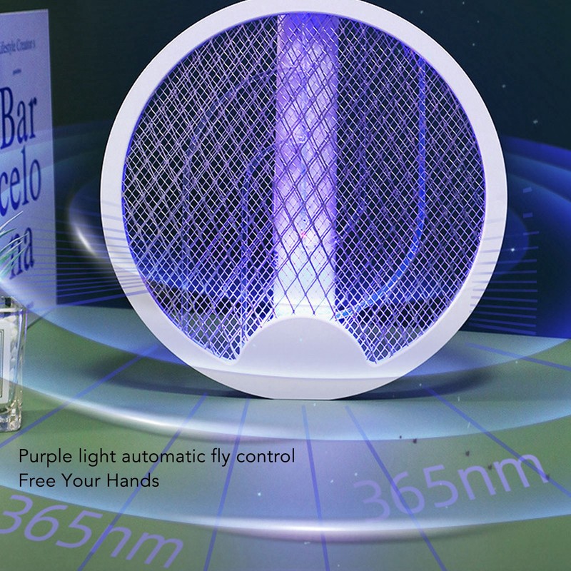 2 in 1 Electric Fly Swatter Rotatable Fly Killer Light