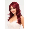 Long red wig, layered with flicked tips: Salome cherry red