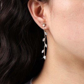 TseenYi Crystal Leaf Dangle Earrings Gold CZ Leaf Drop Earrings Long Vine Leaves Rhinestone Earrings Olive Leaf Wedding Dangle Earrings Bridal Crystal Earrings Jewelry for Women and Girls