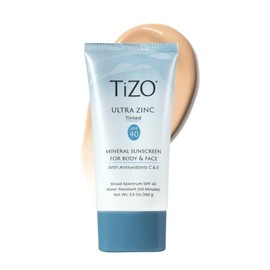 TIZO Ultra Zinc Protector solar para cuerpo y cara 100% mineral SPF40, Hidratante con color 100g