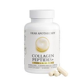 Dear Apothecary Collagen+ Multi Peptides - Types I II III V X - Hydrolyzed Bovine Fish Chicken Eggshell Avian - Premium Collagen Protein - Grass Fed Wild Caught Cod Skin - Non-GMO - 90 Capsules