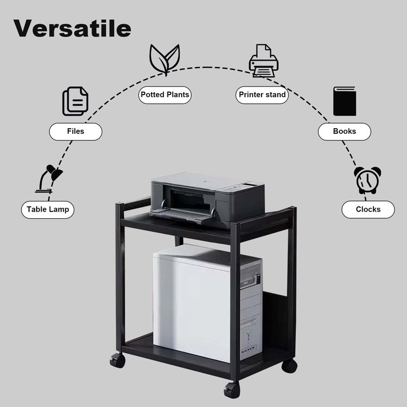 Curtainboro 2 Tier PC Tower Stand, Height Adjustable Computer Tower