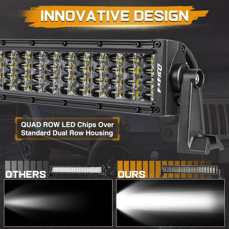 20 Inch LED Light Bar, Niking Auto Quad Row 320W