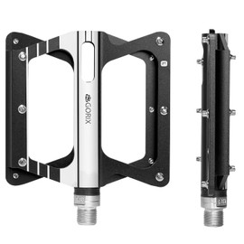 GORIX Bicycle Flat Pedals Wide CNC 3-B Bearing Aluminum Lightweight with Non-Slip Pin Spike Road Mountain Bike Bicycle (GX-FF306)
