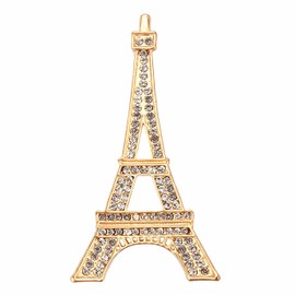 Gyn&Joy Gold Tone Clear Crystal Rhinestone Fashion Tower Brooch Pin