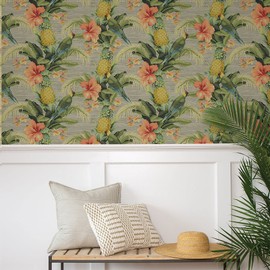 Tommy Bahama - Peel and Stick Wallpaper, Tropical, Botanical Wallpaper, Vinyl, 30.75 Sq Ft Coverage (Beach Bounty Collection, Tangelo)