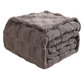 MOKOYA Stylish Blanket, Plaid Fleece Blanket, Single, For Spring and Summer, 51.2 x 63.0 inches (130 x 160 cm), Fluffy Blanket, Soft, Large Size, Air Conditioning, All Year Round Use (Dark Gray)
