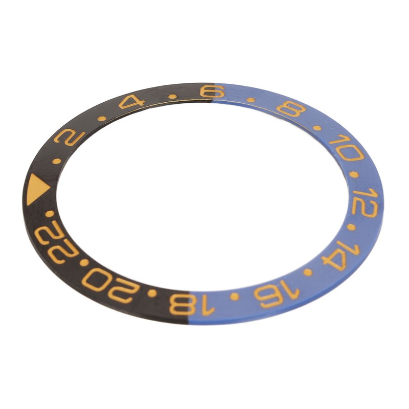 Ceramic Watch Bezel Insert 38mm Blue Black Base Gold Digit