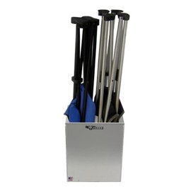 Pit Posse 494 Fold Up Chair Holder Garage Trailer Storage Organizer - Made in USA - Trough Style - Wall Mounted Aluminum Folding Chair Cabinet Hanger (Silver)