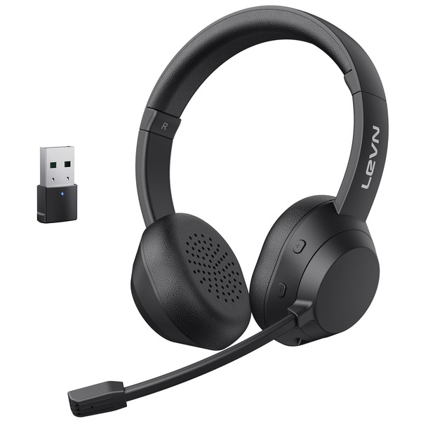 LEVN Wireless Headset, Wireless Headset with Mic for Work(Noise Cancelling),