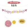 ZOZZEIBE Happy 100 Days Banner, Rose Gold Glitter Baby's 100