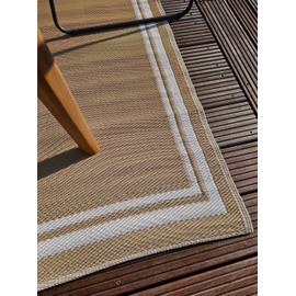 Meinposten Outdoor Balcony Rug Outdoor Balcony Patio Beige White 150 x 90 cm