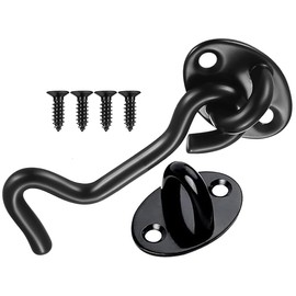 ZiYuya Hook and Eye Latch, Stainless Steel Gate Hook Cabin Hook, Hook Eye Latch Door Lock Hook Lock Latch for Wooden Gates Window Brace Gate Door Catch (Black, 1 Pack, 3 Inch)