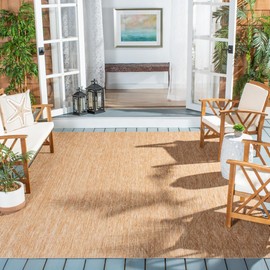 SAFAVIEH Courtyard Collection Area Rug - 9' x 12', Natural & Natural, Non-Shedding & Easy Care, Indoor/Outdoor & Washable-Ideal for Patio, Backyard, Mudroom (CY8522-03011)