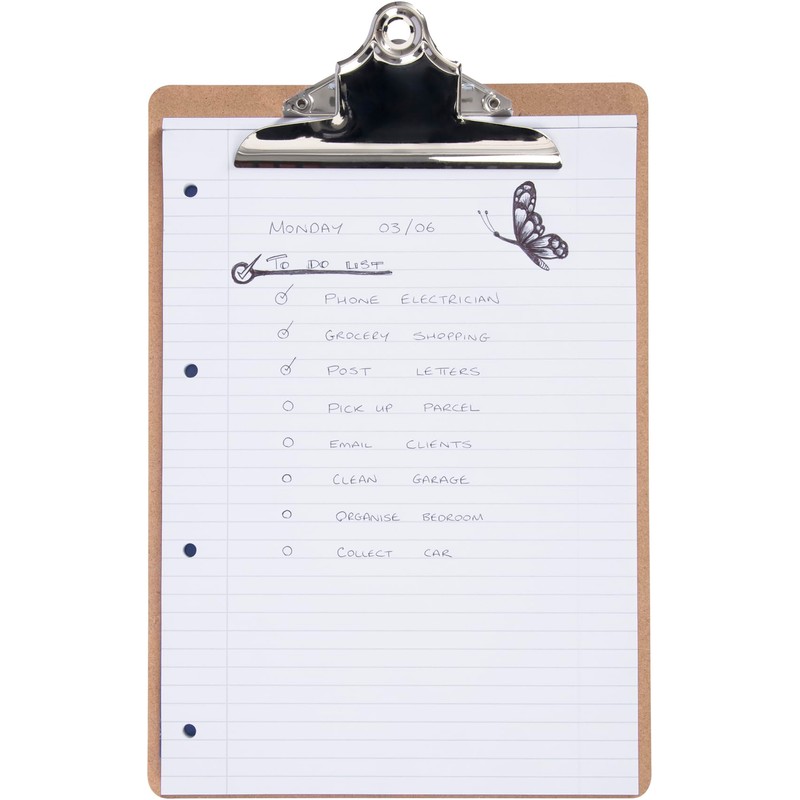 Officely A4 Masonite Hardboard Clipboard, Strong Clip (Pack of 3)