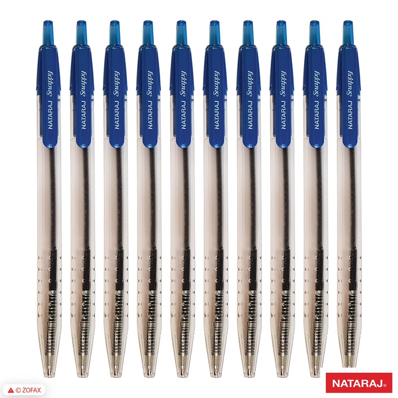 NATARAJ Snappy Ballpoint Pens, Retractable, BLUE, 0.7mm Fine Point, Pack