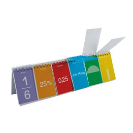 TimeTEX - Flap flip chart | Learn the most important fractions and their representation. 20 different flap blocks | Contents: 6-flap flip chart with colourful cards