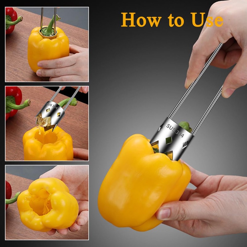 2Pcs Universal Stainless Steel Fruit Core Remover,Multifunctional Home Kitchen Fruit