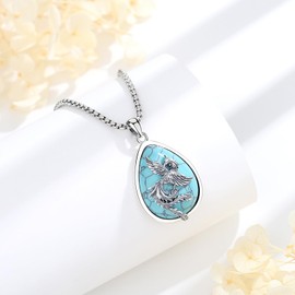 CELESTIA Phoenix Necklace Sterling Silver 925 Phoenix Bird Rising Pendant Blue Turquoise Jewellery for Women New Beginning Gifts for Women Ladies Birthday Gifts Gofts for Her