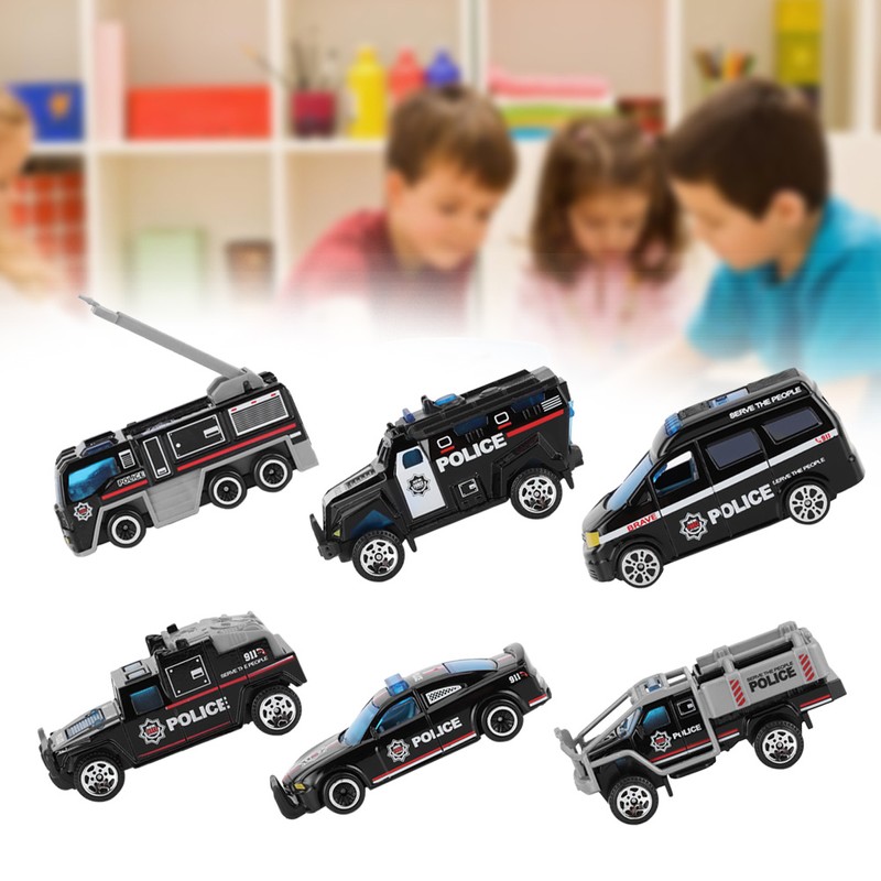 6pcs 1:64 Engineering Car Model Alloy Simulation Vehicle Car Model