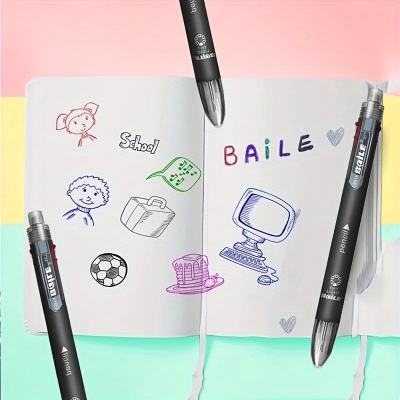 MROOFUL 34Pcs/Set 6 Colors Pen Creative Multicolor Ballpoint Pen With