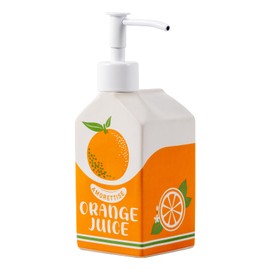 Amorettise Ceramic Orange Juice Bottle Soap Dispenser, Refillable Lotion Pump Bottle for Bathroom Kitchen Dish Soap
