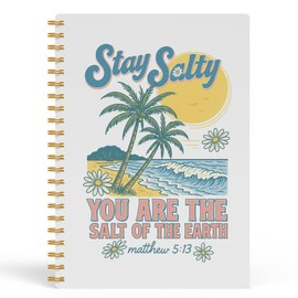 FISWAFY Summer Tropical Beach Christian Spiral Notebook 5.5x8.3in, Stay Salty Religious Bible Verse Journal Notebooks for Note Taking, Beach Lover Gifts, Christian Gifts, Hardcover Notebook Journal