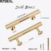 RZDEAL 2pcs Solid Brass Gold Cabinet Pulls, 3-Inch Hole Centers